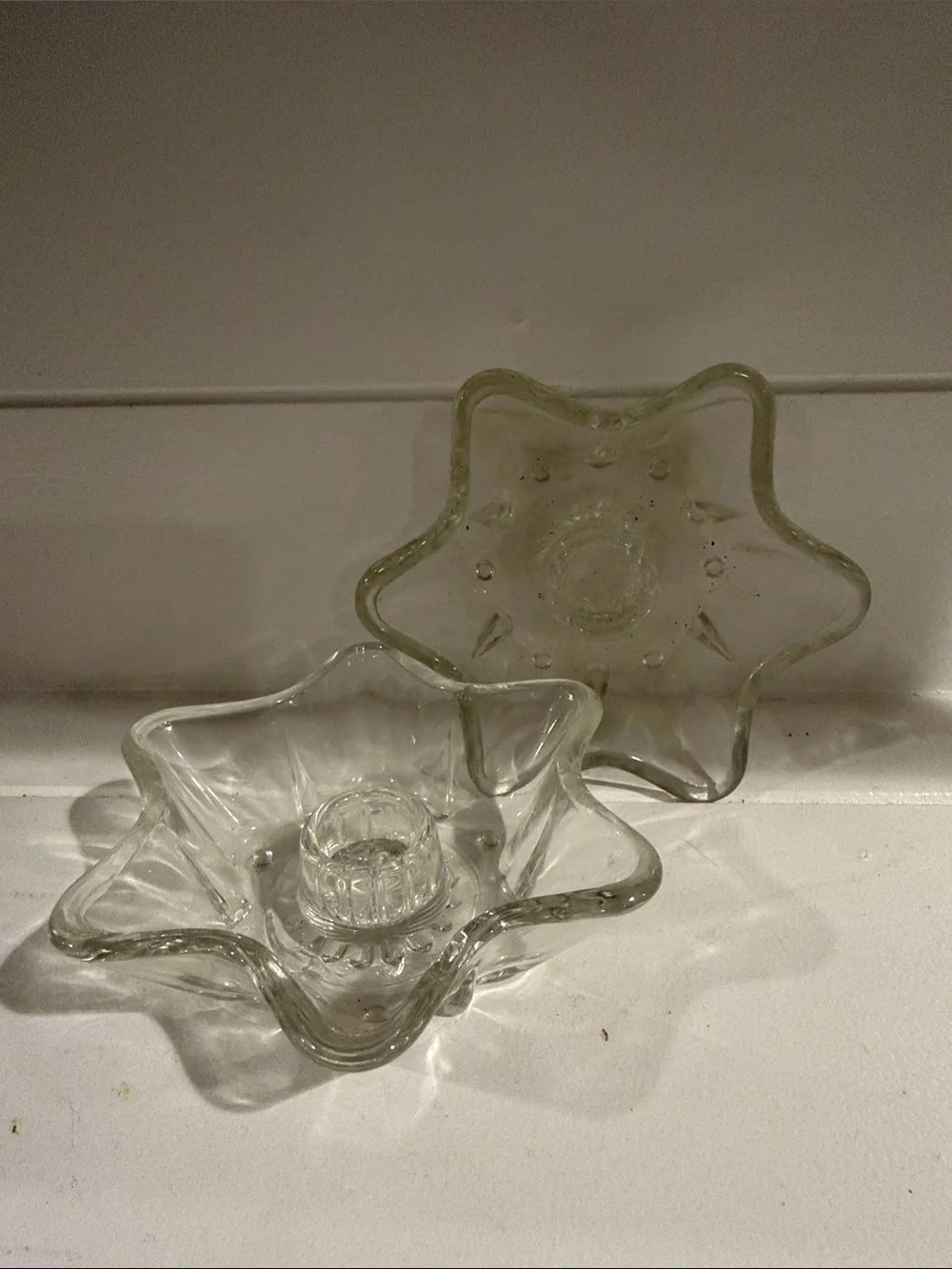 Anchor Hocking Clear Starburst Glass Candle Holders (Pair)